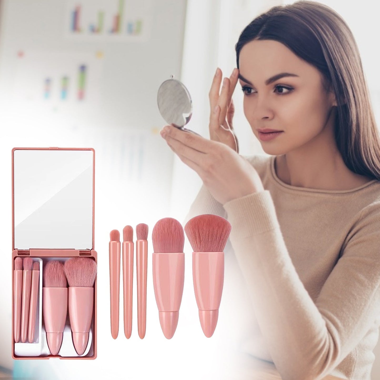 5-Piece Portable Makeup Brush Set
