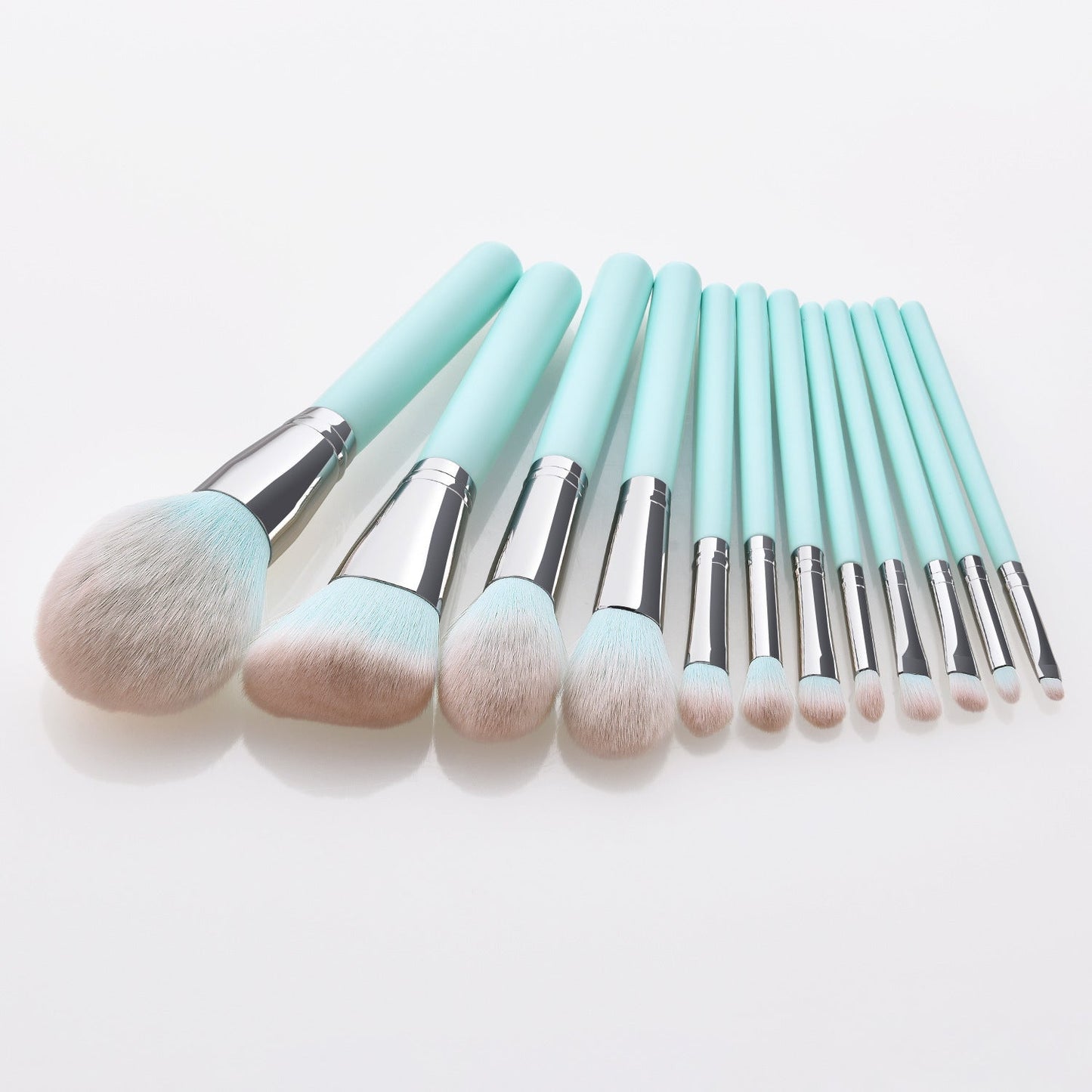 12-Piece Light Blue Makeup Brush Set