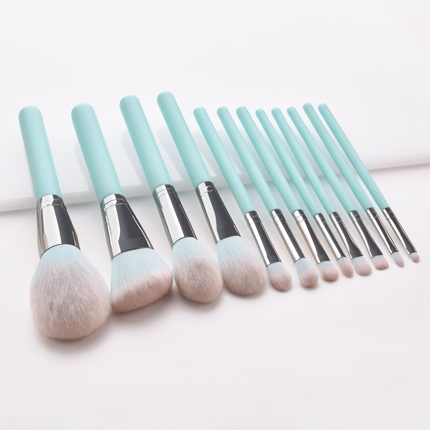 12-Piece Light Blue Makeup Brush Set