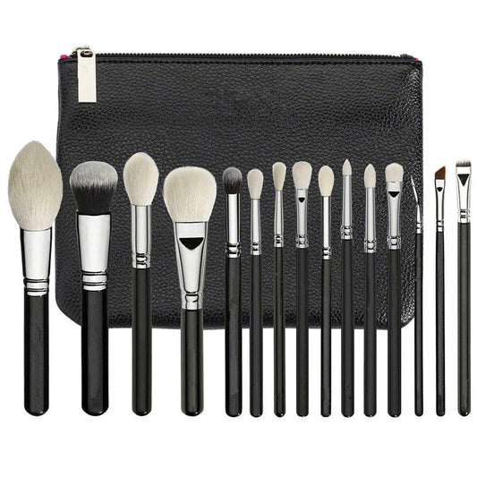 15-Piece Professional Black Makeup Brush Set